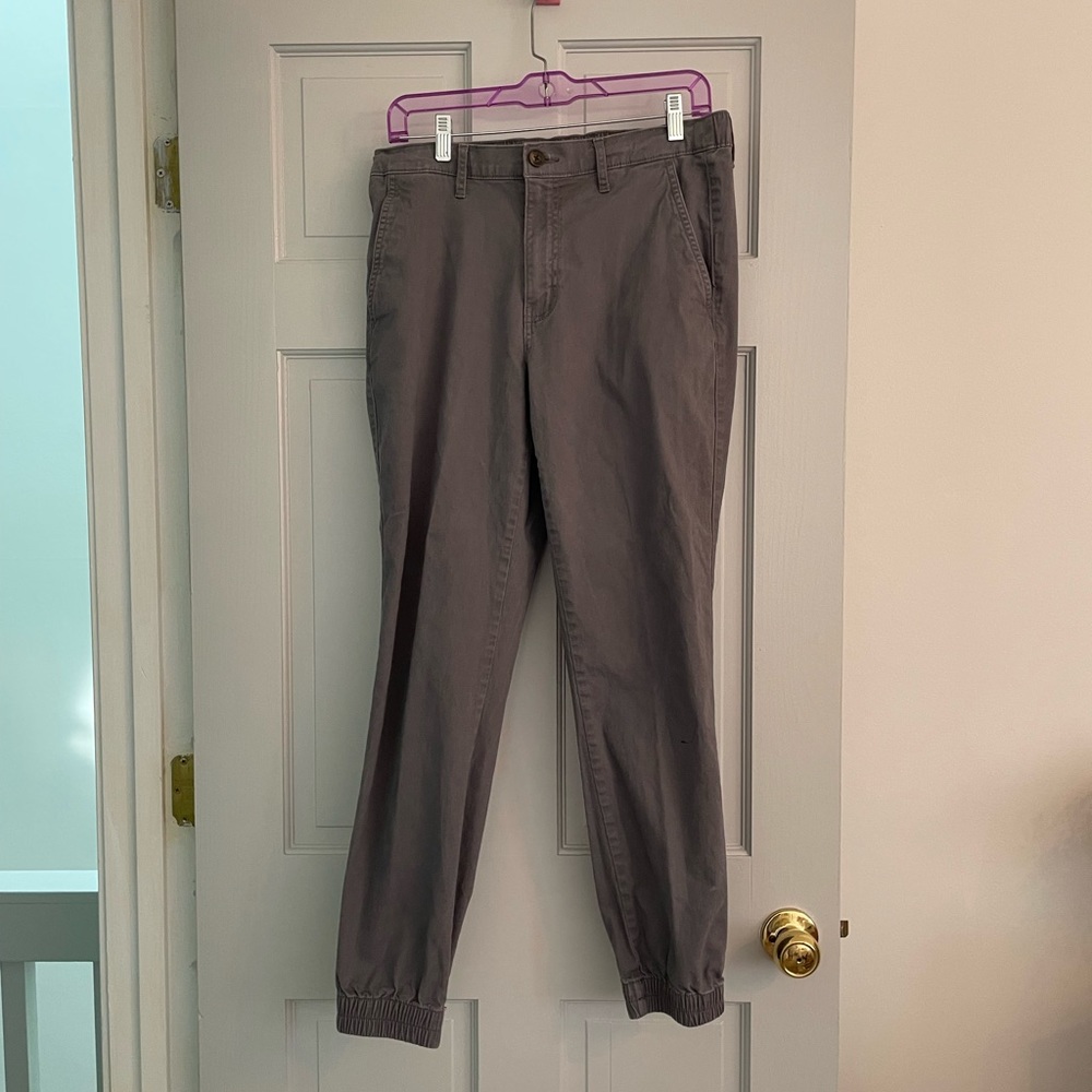 Euc Gray Amazon Basic Chino Elastic Waist Joggers… - image 1
